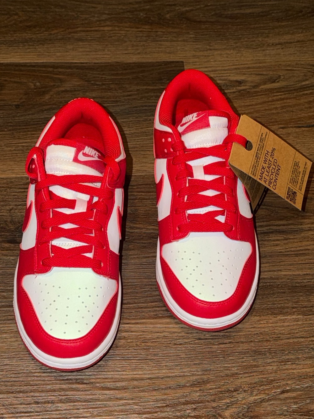 Nike Kids Red and White Low-Top Sneakers with Logo